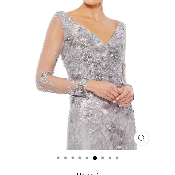 MAC DUGGAL SZ 16 EMBELLISHED V NECK ILLUSION DRESS NWT - Picture 3 of 6